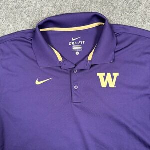 Nike Dri Fit Shirt Large Purple Washington Huskies Polo Golf Athletic Men's